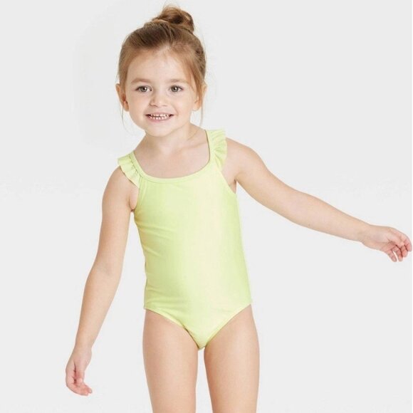 Toddler Girl's One Piece Swimsuit Cat & Jack Yellow 12 M - Picture 1 of 1